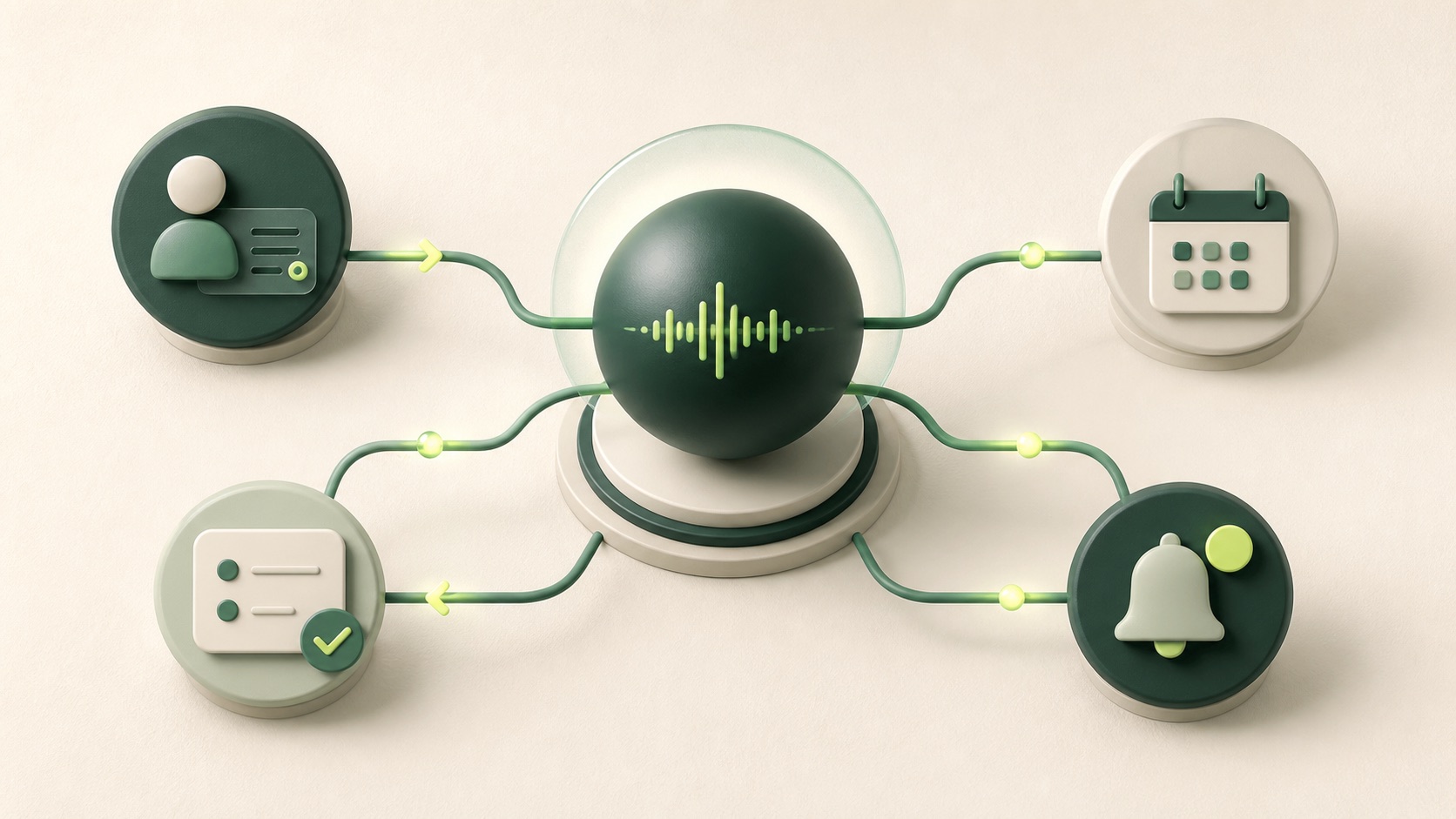 AI receptionist connected to a customer record, calendar, task list and notification system